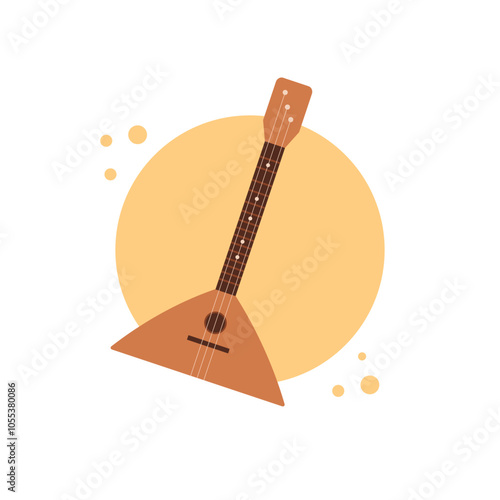 Russian balalaika musical instrument on isolated white background. Balalaika icon. Vector illustration cartoon flat style.