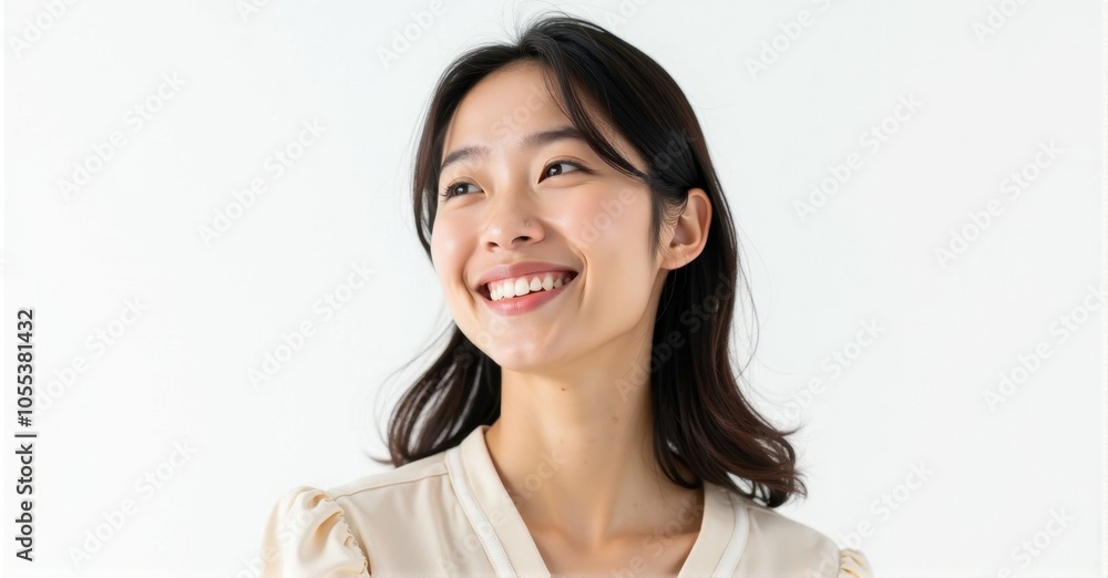 A Japanese woman with a warm expression and bright skin A Japanese woman with a warm expression and bright skin