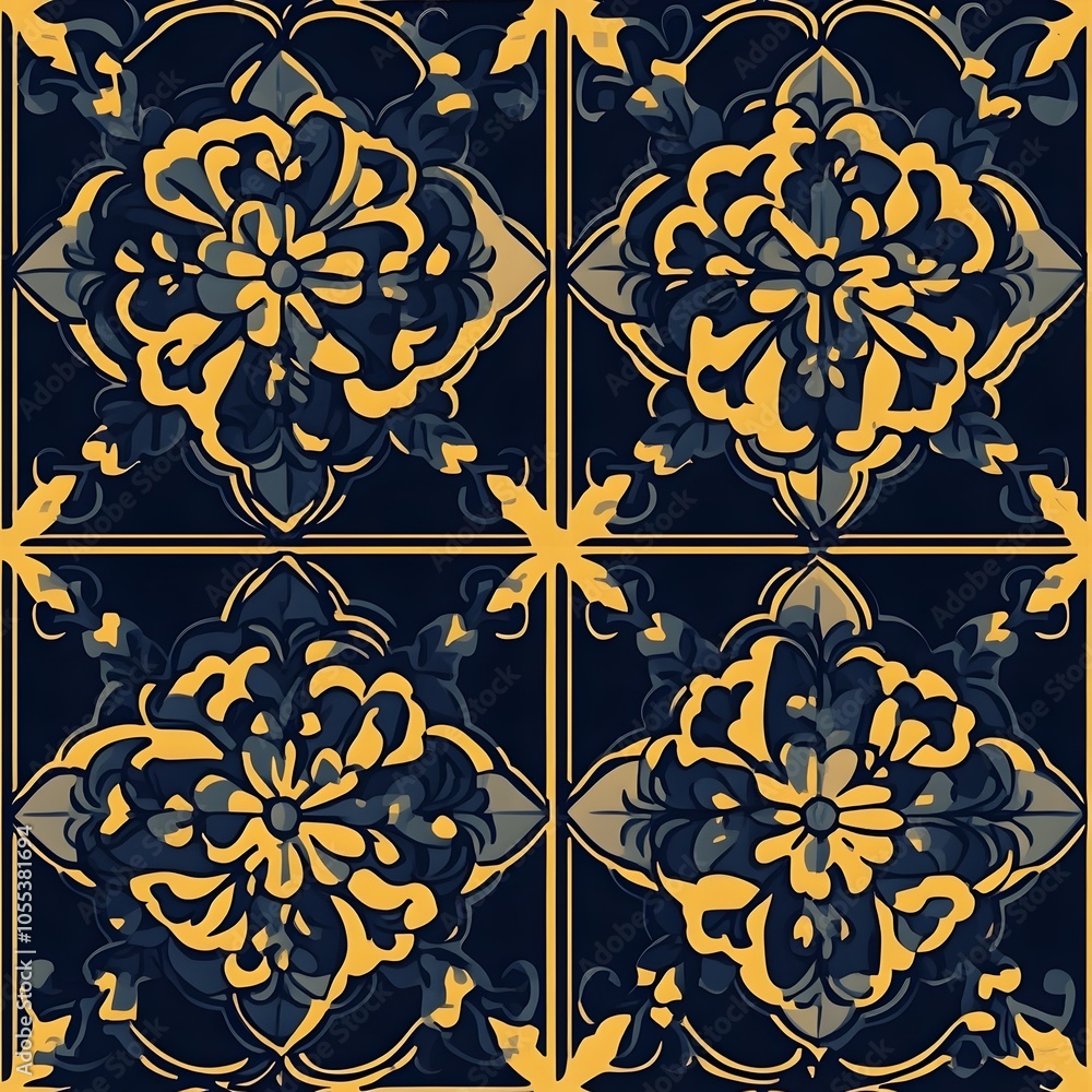 Elegant European Tile Patterns with Geometric Floral Decorative Designs and Simple Colors Elegant European Tile Patterns with Geometric Floral Decorative Designs and Simple Colors