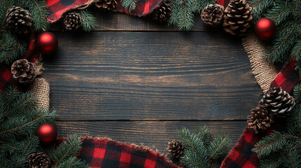 Christmas corner border wooden banner

