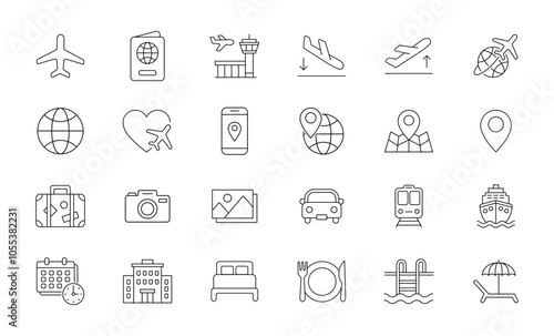 travel icon vacation trip tour 
holiday destination map vector transportation flight arrival guide journey tourist symbol hotel check in airport landmark tourist attractions road trip gps location fly