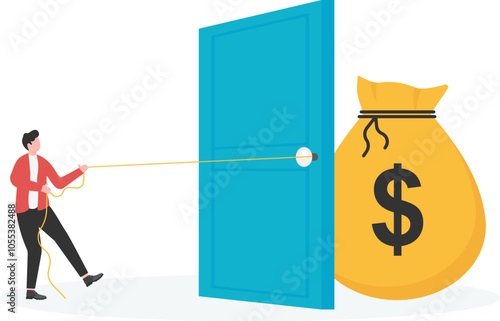 Opportunity or money knock on the door, new business chance or job and career offer, investment return or dividend concept,

