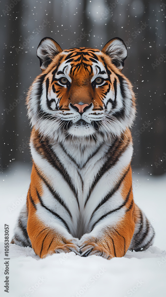 Obraz premium Tigers have powerful builds, bold orange fur with black stripes, and intense eyes. There is a sense of strength and grace about the tiger's face, with sharp features and a focused gaze.