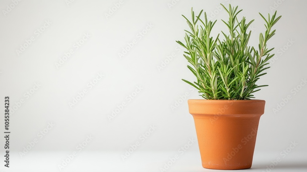 Fresh Rosemary Plant in Simple Terracotta Pot Fresh Rosemary Plant in Simple Terracotta Pot