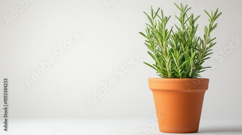 Fresh Rosemary Plant in Simple Terracotta Pot