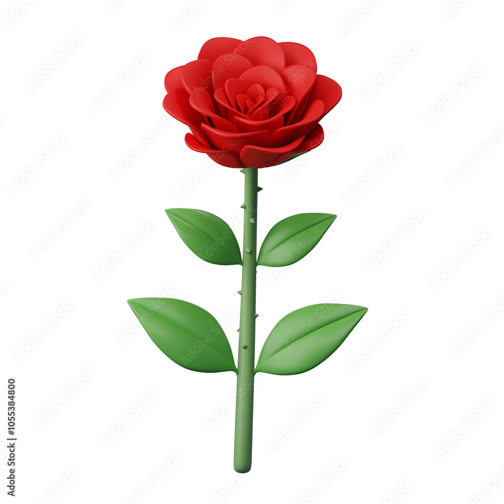 Red rose, isolated on white, symbolizes love and beauty, 3d rendering Red rose, isolated on white, symbolizes love and beauty, 3d rendering
