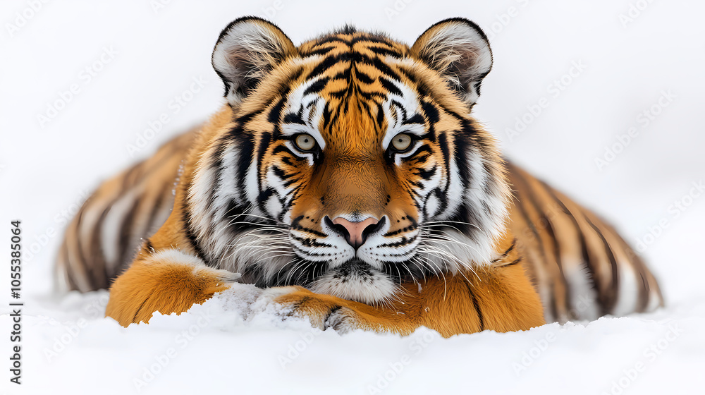 Obraz premium Tigers have powerful builds, bold orange fur with black stripes, and intense eyes. There is a sense of strength and grace about the tiger's face, with sharp features and a focused gaze.