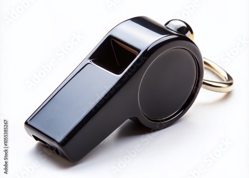 Black Whistle on White Background - Perfect Product Photography for Sports, Safety, and Communication