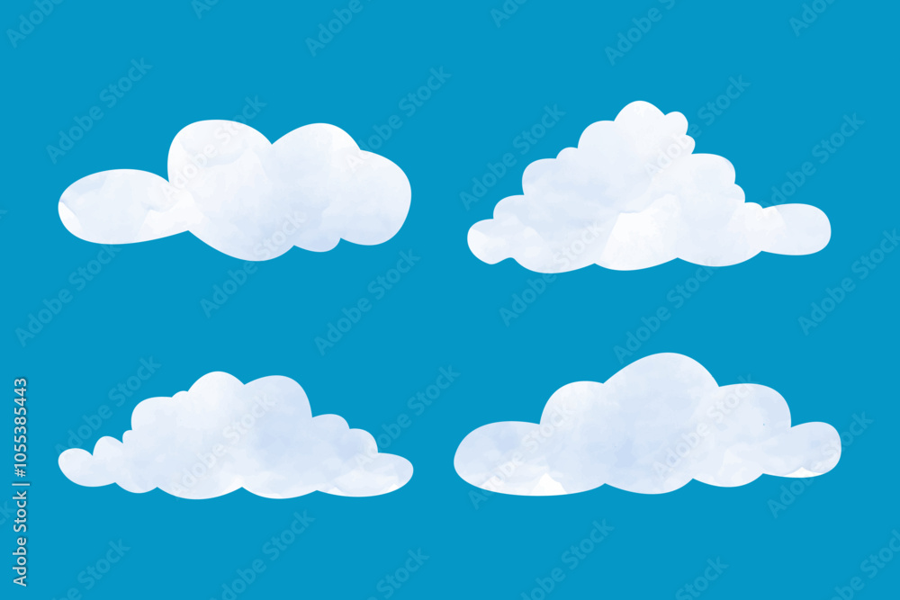 hand painted watercolor sky elements. Weather, clouds hand painted watercolor sky elements. Weather, clouds