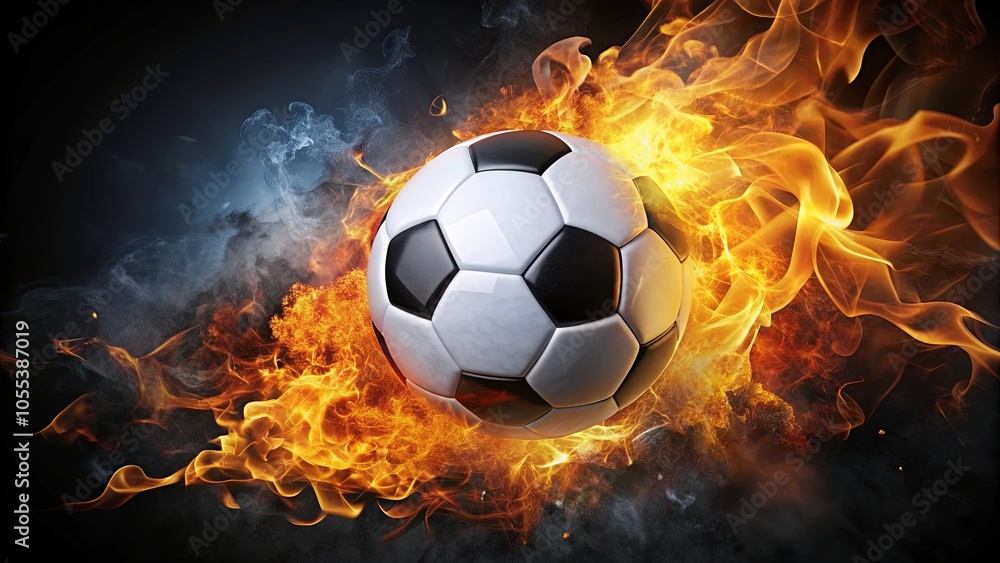 Fototapeta premium A Blazing Sphere of Passion, Surrounded by a Fiery Embrace, Captures the Intensity of a Sport