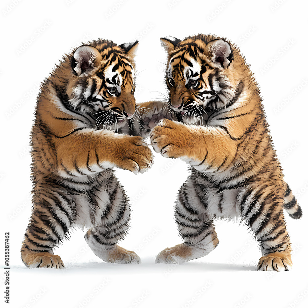Fototapeta premium Tigers have powerful builds, bold orange fur with black stripes, and intense eyes. There is a sense of strength and grace about the tiger's face, with sharp features and a focused gaze.