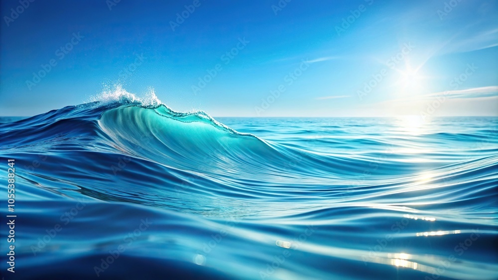 A serene ocean wave with gentle ripples on a light blue background, sea, waves A serene ocean wave with gentle ripples on a light blue background, sea, waves