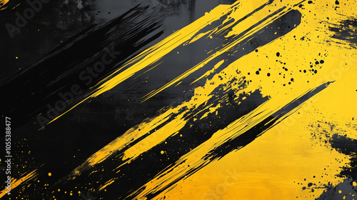 Abstract background. Yellow and black brushstroke.
