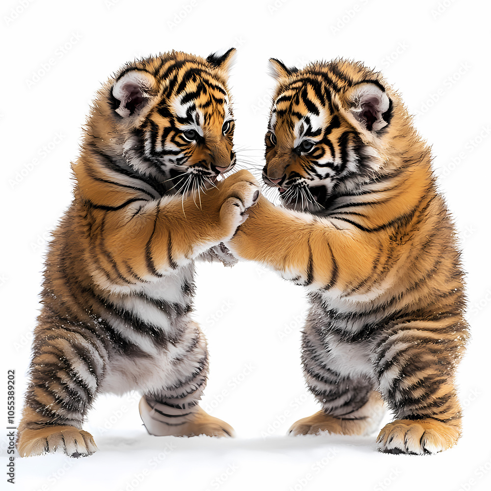 Obraz premium Tigers have powerful builds, bold orange fur with black stripes, and intense eyes. There is a sense of strength and grace about the tiger's face, with sharp features and a focused gaze.