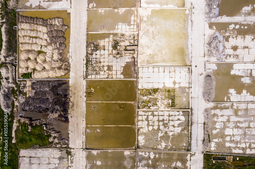 Aerial view of prehistoric salt production with salt pans and water patterns, Solnitsata, Provadia, Bulgaria. photo