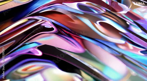 Flowing gradient transparent multilayer glass background, 3d rendering.
