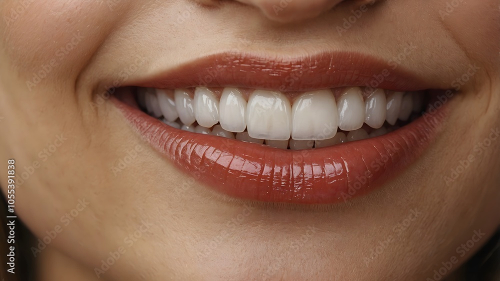 Fototapeta premium Woman Smiling Brightly with Perfect Teeth and Lips