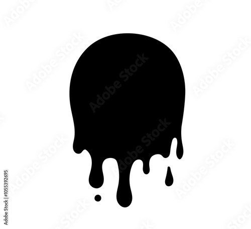 Round spot with drops of blood, honey or caramel. Abstract melt circle