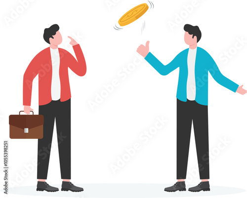 Flip a coin to make a decision, uncertainty in decision making, randomness and risk, taking chances,

