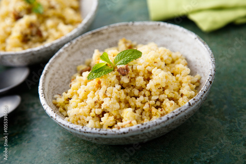 Homemade millet porridge with raisins