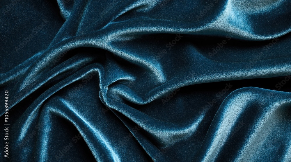 Fototapeta premium Elegant Blue Satin Fabric Texture Background