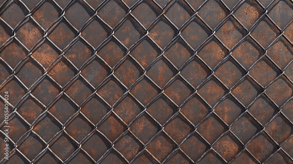 Fototapeta premium Close-up of Rusty Metal Grid Pattern