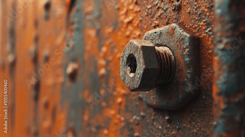 Rusty Bolt on Weathered Metal Surface