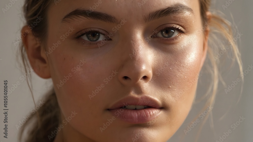 Woman's Cheek Highlighted with a Soft Glow Woman's Cheek Highlighted with a Soft Glow