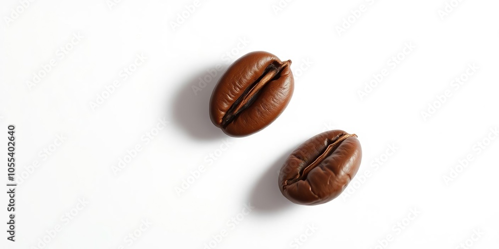 Floating coffee bean with a shadow on a clean white background, macro, detail, single Floating coffee bean with a shadow on a clean white background, macro, detail, single