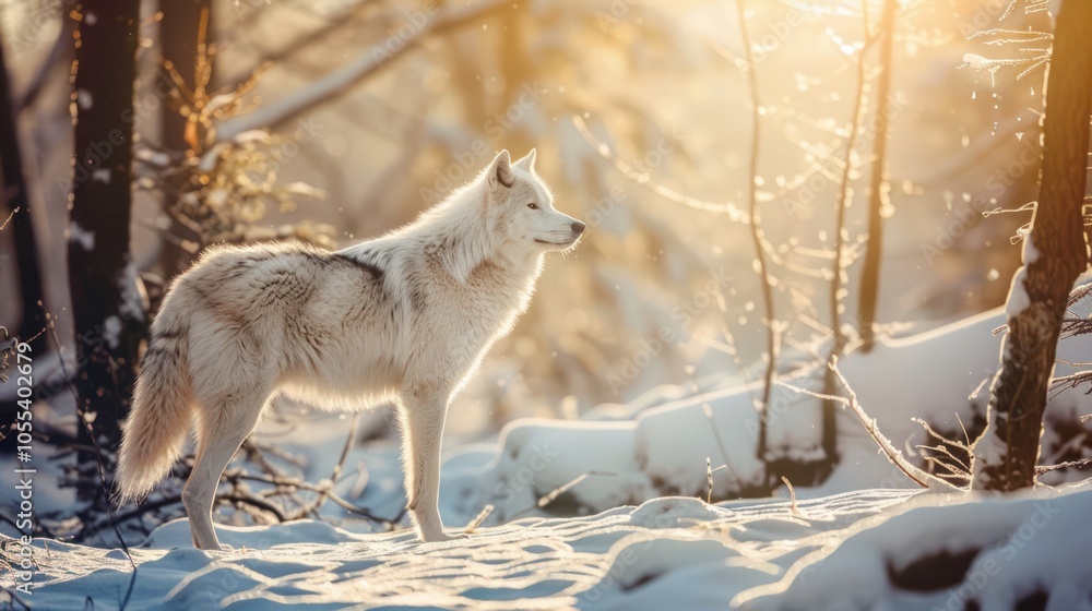 Fototapeta premium Arctic Wolf in Winter Wonderland