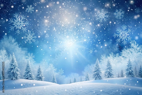 Wallpaper Mural Frosty snowflakes falling gently on a winter landscape background, snowfall, winter scenery, peaceful scene, frozen lakes, serene landscape Torontodigital.ca