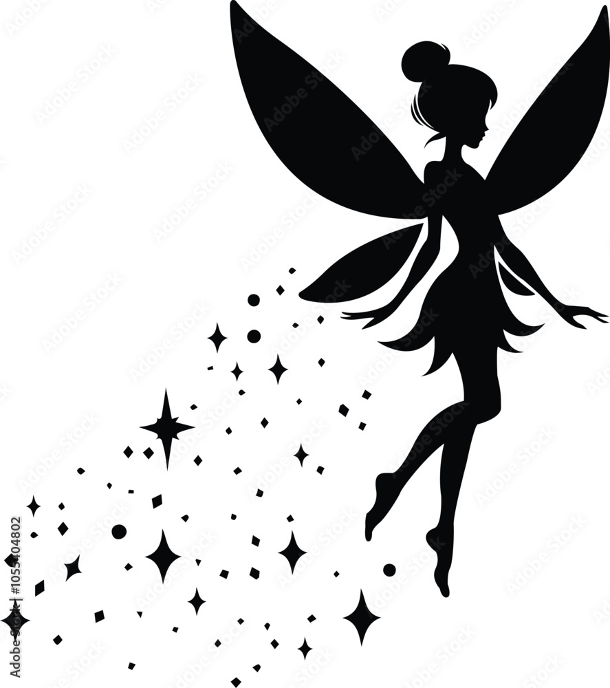 Fairy Silhouette, Fairy, Tooth Fairy, Fairies, magic fairy design - Silhouette of a fairy. Decoration for windows, wall and interior design Fairy Silhouette, Fairy, Tooth Fairy, Fairies, magic fairy design - Silhouette of a fairy. Decoration for windows, wall and interior design