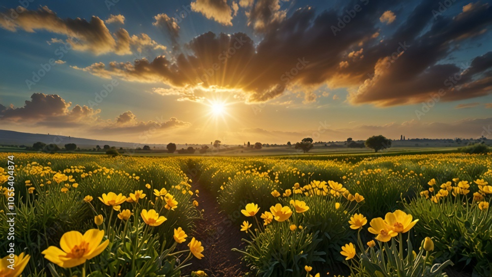 Fototapeta premium sunset over the field