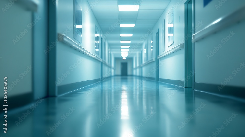 Blurred background of modern hospital corridor with medical clinic hallway, soft focus for professional healthcare concept Blurred background of modern hospital corridor with medical clinic hallway, soft focus for professional healthcare concept