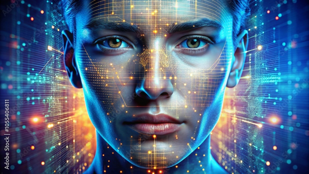 abstract digital human face artificial intelligence abstract digital human face artificial intelligence