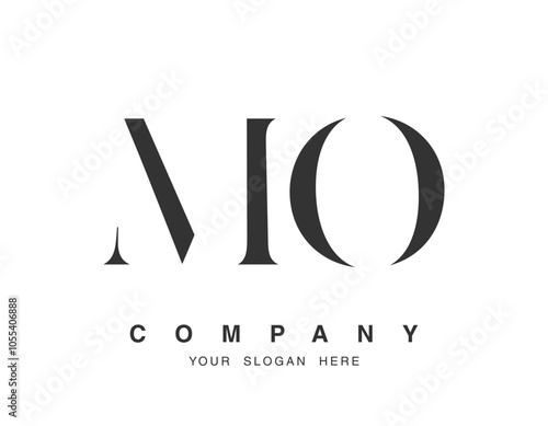 MO logo design. Initial letter m and o serif font style. Creative classic company name typography. Trendy logotype or identity.
