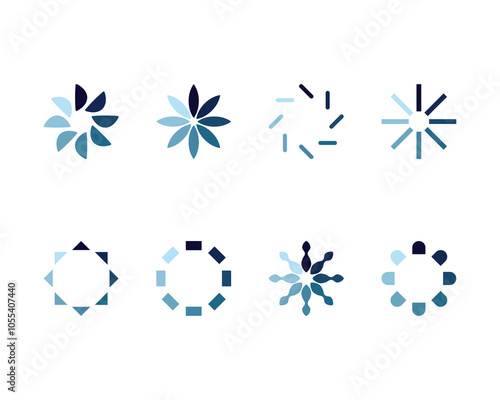 Collection Loading bar status icon. Vector illustration. Set of vector loaded icons. Download progress. Donload or Upload.