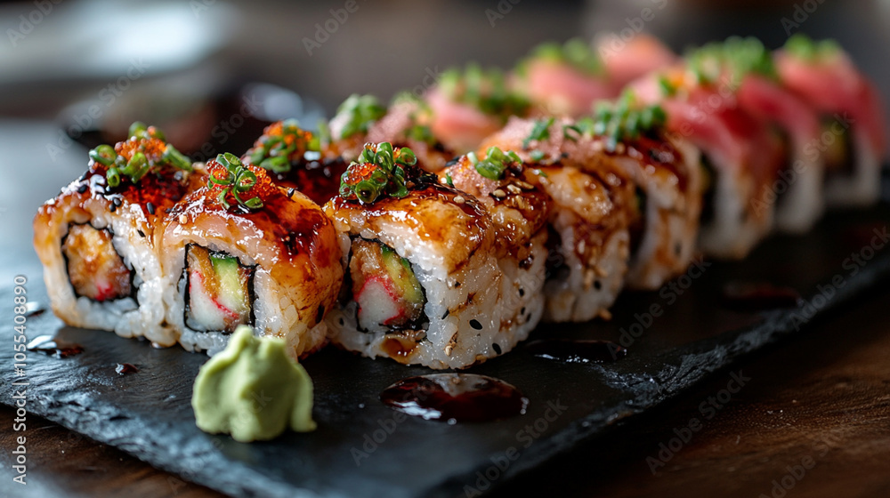 Fancy Sushi on a Stone Plate Fancy Sushi on a Stone Plate