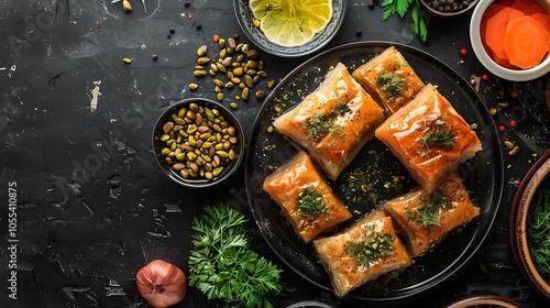 Types of baklava top view baklava with carrot slice pistachio