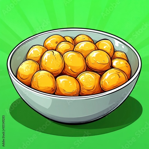 A Bowl Filled with Golden Round Food Items photo