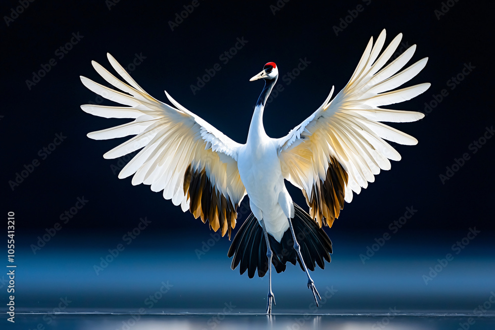 graceful crane pair displaying ornate plumage at dusk graceful crane pair displaying ornate plumage at dusk