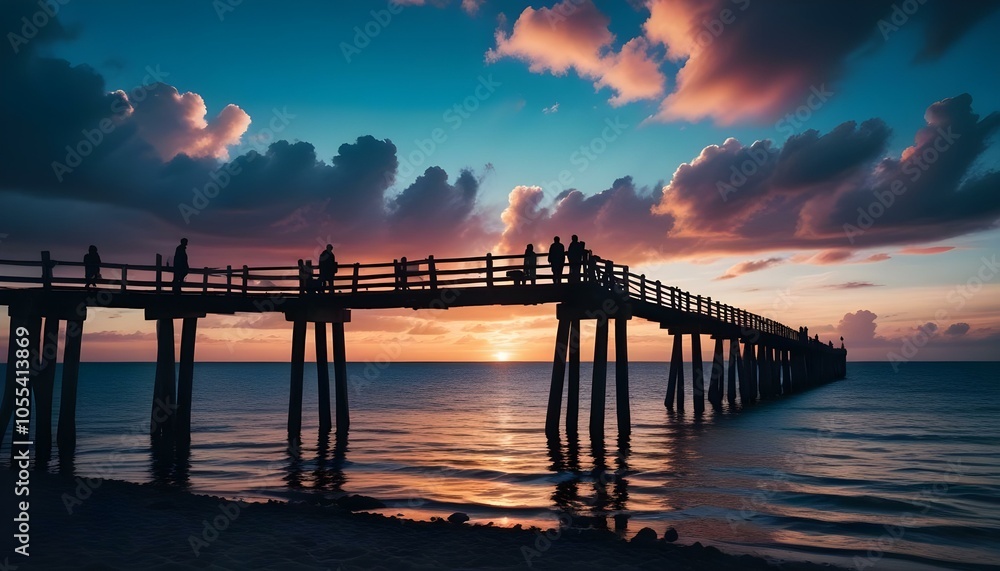 A vibrant sea view showcasing a contemporary bridge A vibrant sea view showcasing a contemporary bridge
