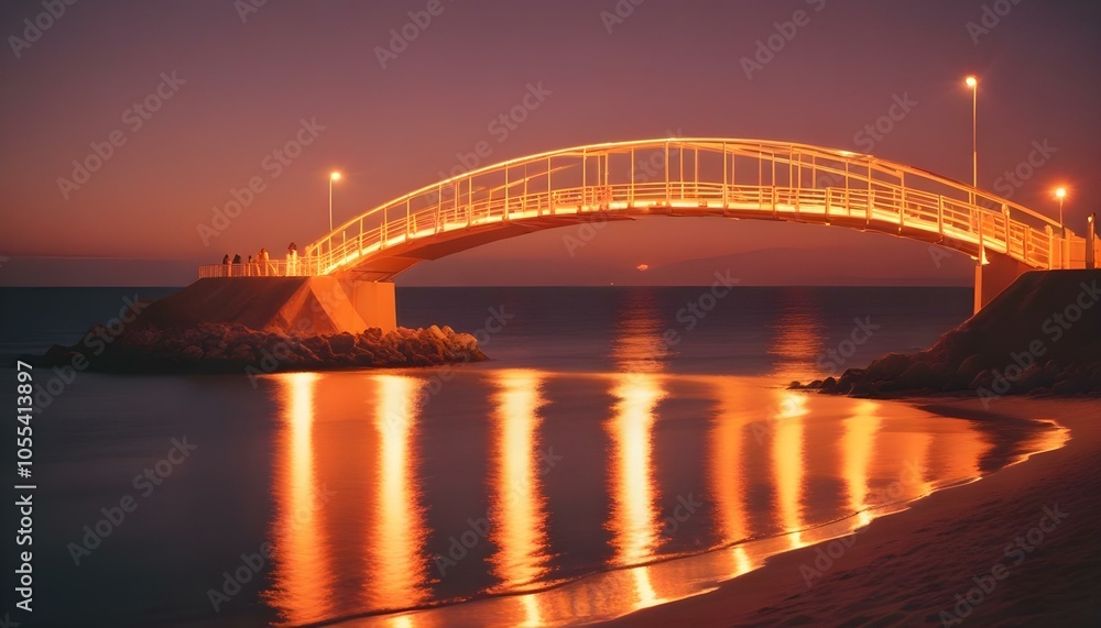 A vibrant sea view showcasing a contemporary bridge A vibrant sea view showcasing a contemporary bridge