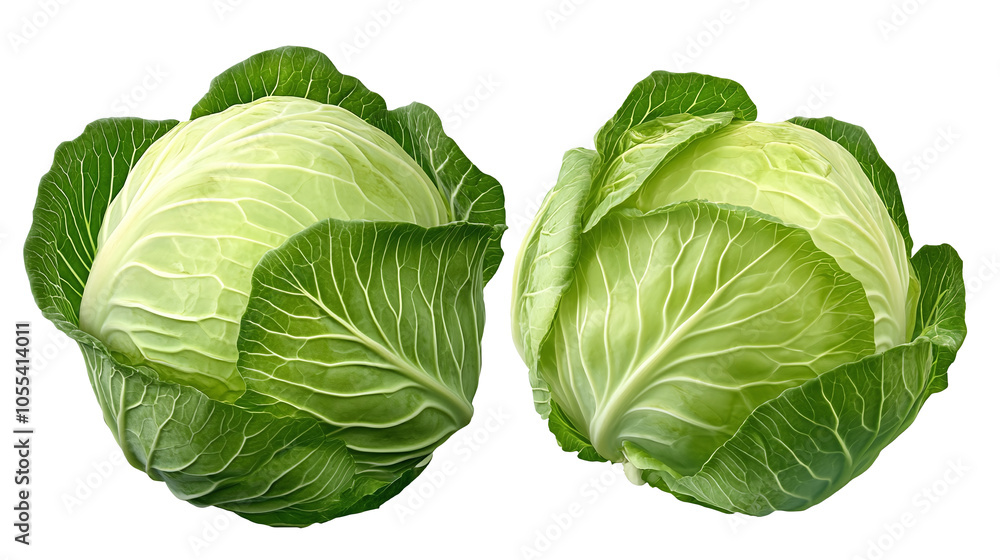 Fototapeta premium pair of cabbage head isolated on transparent background. created with Generative AI technology. PNG