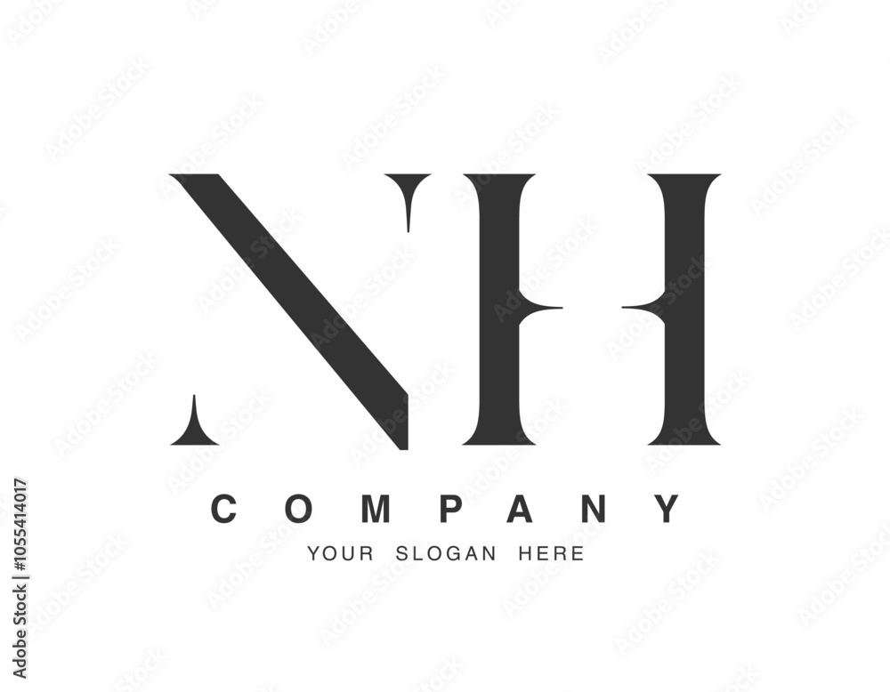 NH logo design. Initial letter n and h serif font style. Creative classic company name typography. Trendy logotype or identity. NH logo design. Initial letter n and h serif font style. Creative classic company name typography. Trendy logotype or identity.