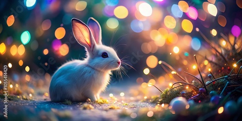 Wallpaper Mural Creative Abstract White Rabbit Night Photography with Colorful Background for Spring and Summer Themes Torontodigital.ca