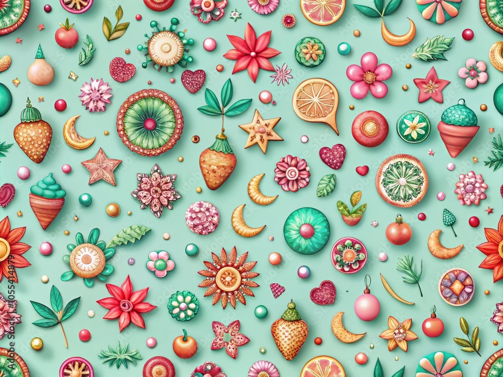 Creative Symbols on Pastel Mint Background in Delicate Sketch Style for Artistic Decor Creative Symbols on Pastel Mint Background in Delicate Sketch Style for Artistic Decor
