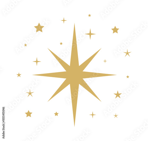 Stars in the sky gold collection. Vector illustration.