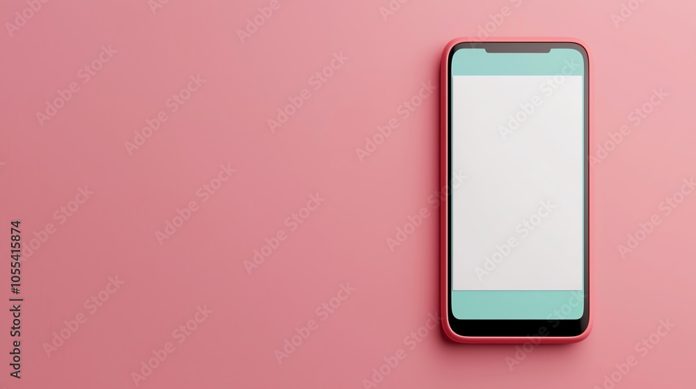 A smartphone on a pastel pink background, featuring a blank screen, suggesting minimalism and modern design. A smartphone on a pastel pink background, featuring a blank screen, suggesting minimalism and modern design.