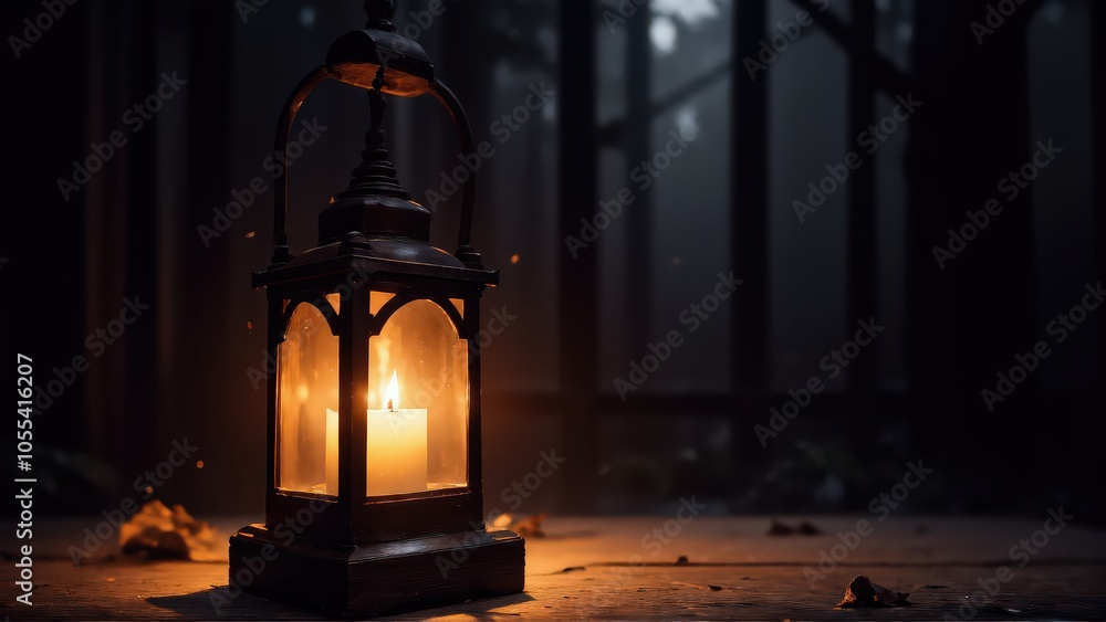 Generative AI, Autumn Lantern in Enchanted Forest Generative AI, Autumn Lantern in Enchanted Forest